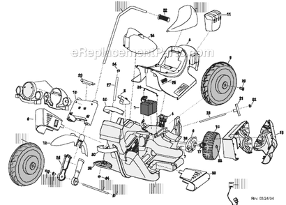 Page A Diagram and Parts List for 75200-9993  Power Wheels Ride-On Motorcyles